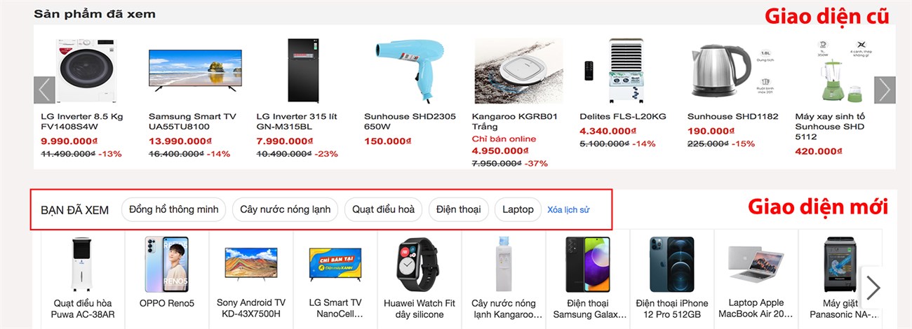 Bổ sung tính năng Xóa lịch sử đã xem Bổ sung tính năng Xóa lịch sử đã xem