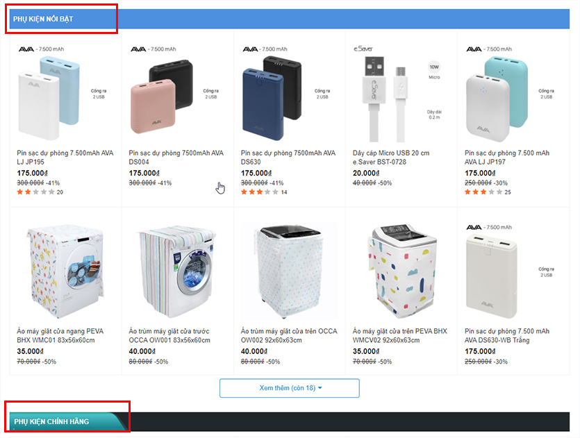 Thay đổi trong trang phụ kiện Thay đổi trong trang phụ kiện