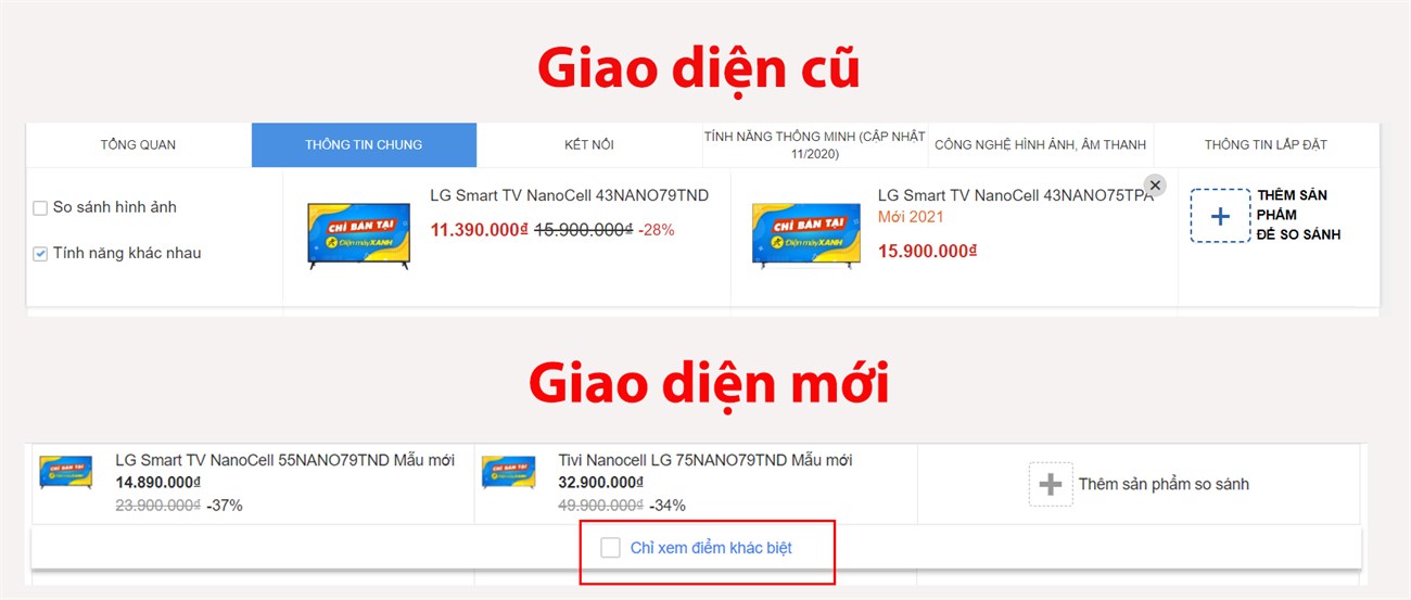 Cập nhật thêm tính năng Xem điểm khác biệt Cập nhật thêm tính năng Xem điểm khác biệt