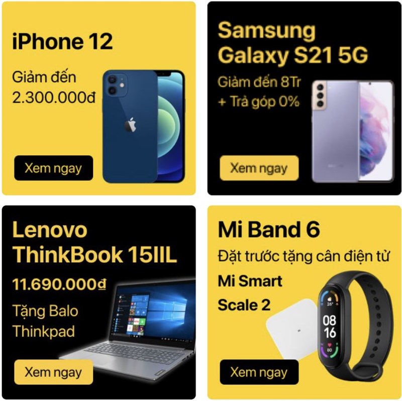 Các chương trình khuyến mãi được thiết kế lại với tông màu đen và vầng nổi bật. Các chương trình khuyến mãi được thiết kế lại với tông màu đen và vàng nổi bật.