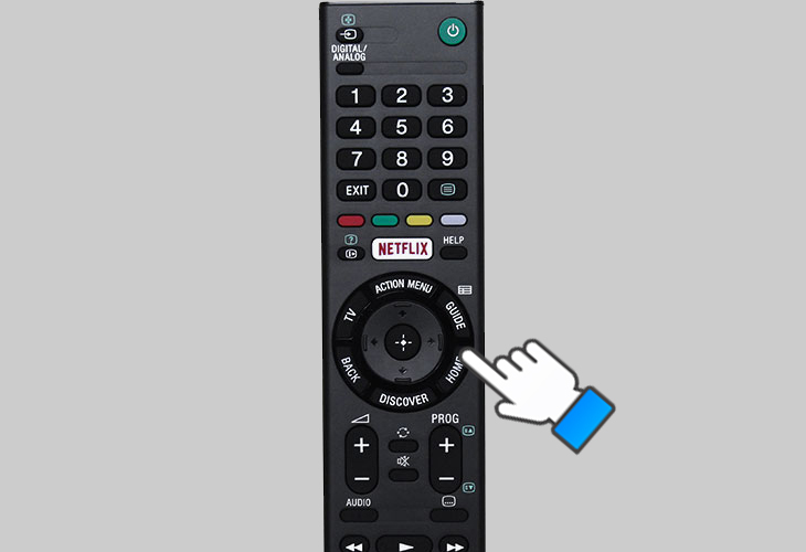 Nhấn nút HOME trên điều khiển.