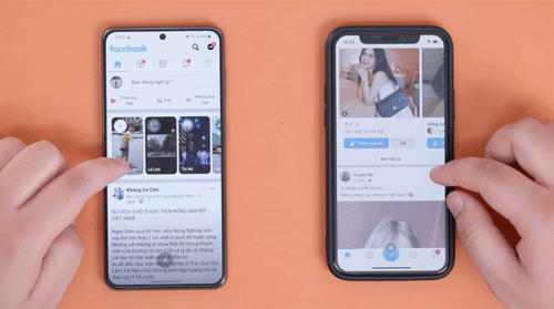 Bong bóng chat trên iPhone (bên phải) chỉ hoạt động khi ở trong ứng dụng Facebook. (Nguồn: Vật Vờ Studio).