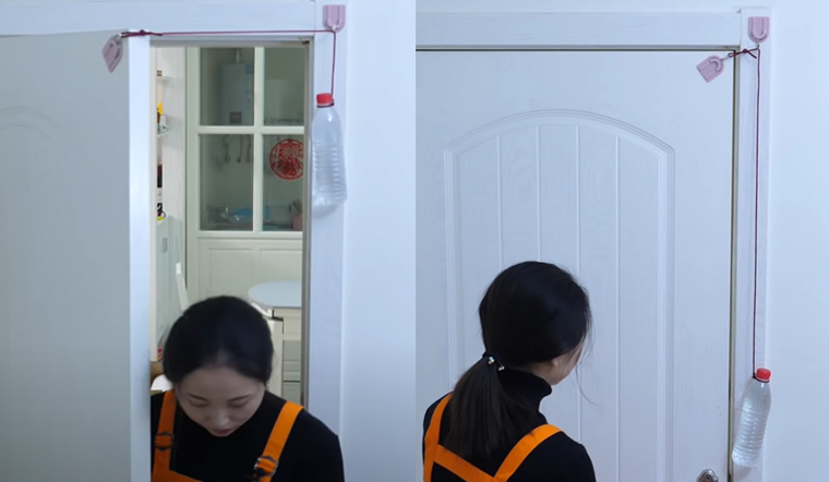 Tự "chế" dụng cụ giúp đóng cửa tự động chỉ với một chai nước