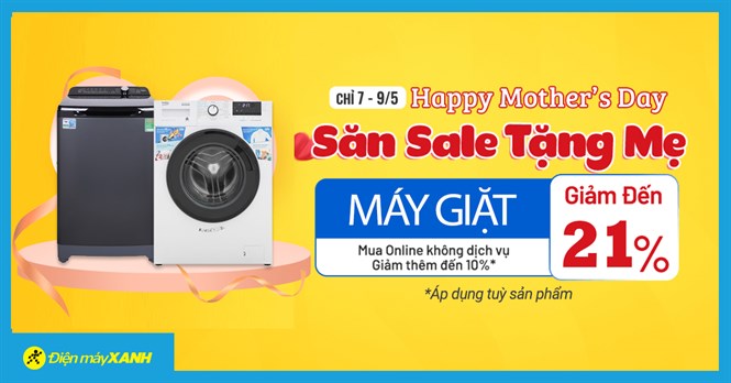Top 5 máy giặt giảm đến 21%, mua ngay tặng Mẹ!