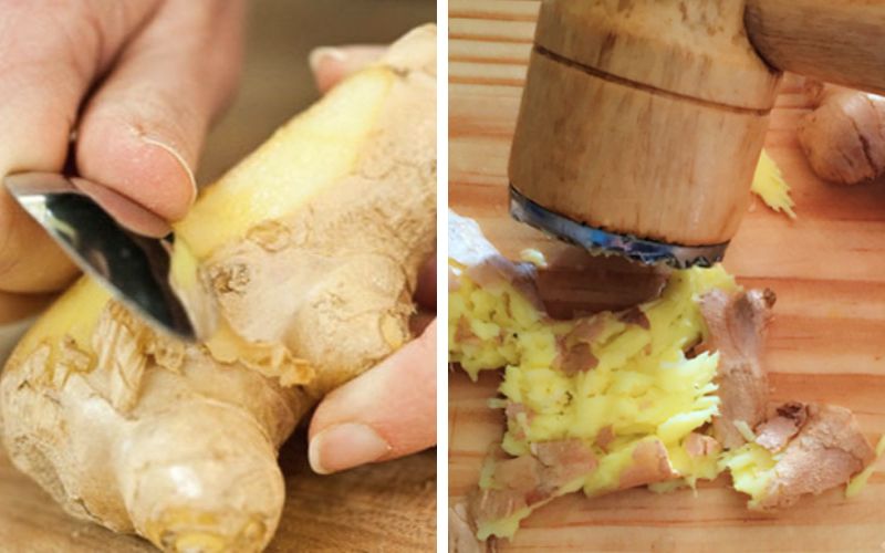 Ginger can be sliced or smashed