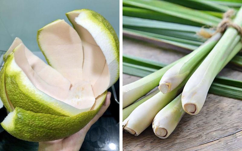 Ingredients for the mixture of lemongrass and grapefruit juice