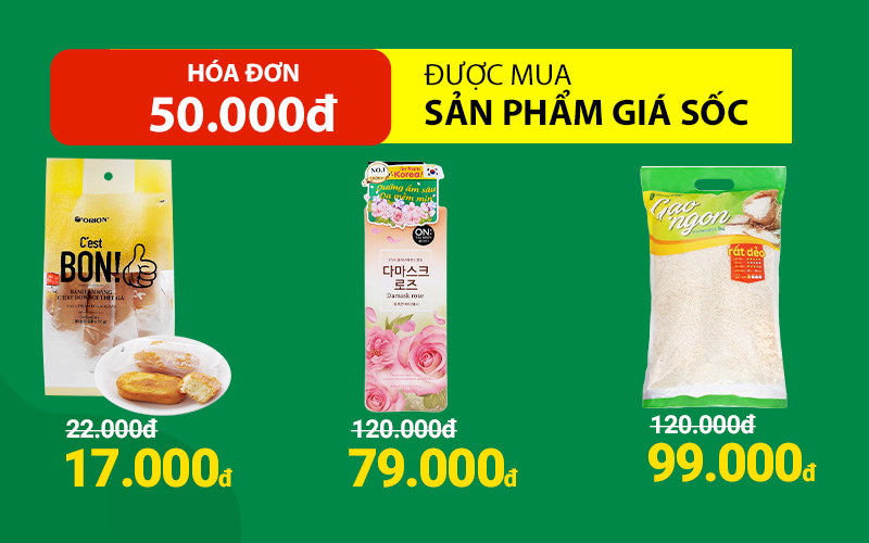 Hóa đơn 50.000 đồng được mua sản phẩm giá sốc