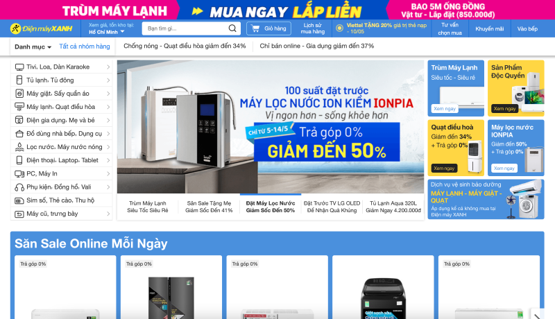 Giao diện Bachhoaxanh.com mới