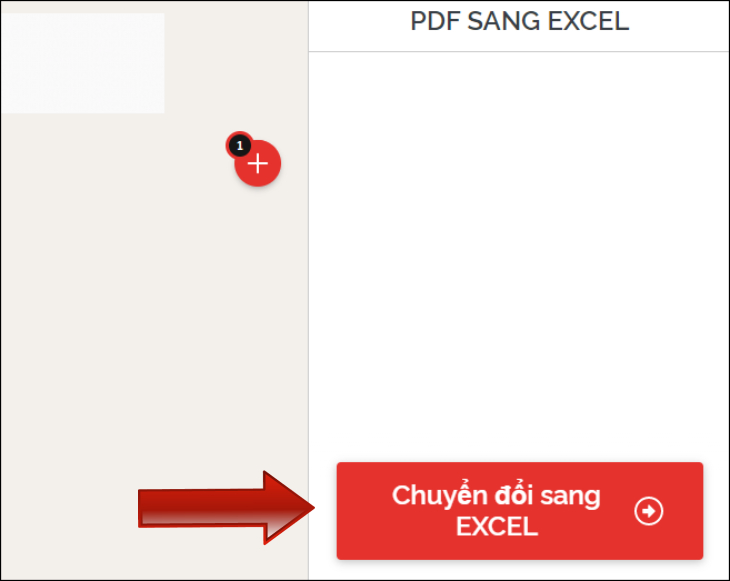 Nhấn vào chuyển đổi sang Excel