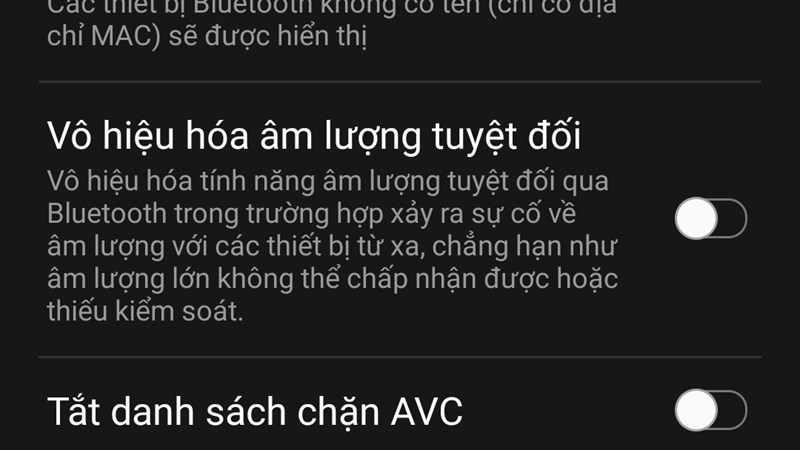 Tùy chọn nhà phát triển Samsung