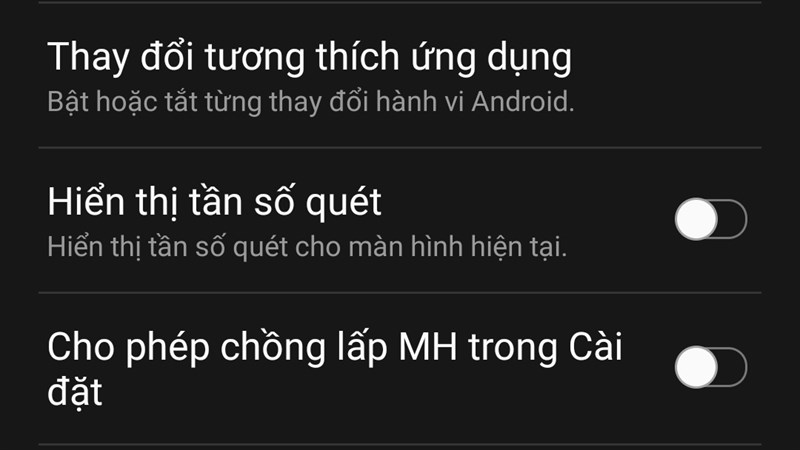 Tùy chọn nhà phát triển Samsung