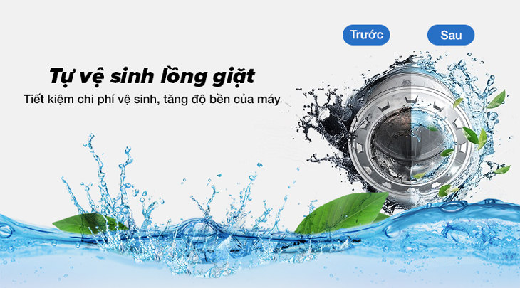 Nâng cao tuổi thọ máy nhờ tính năng tự vệ sinh lồng giặt lồng giặt