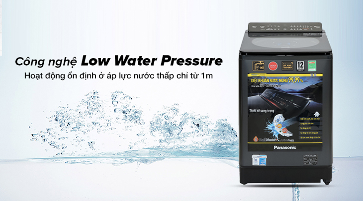 Máy giặt Panasonic Inveter FD125V1BV hoạt động ổn định ngay cả khi áp lực nước thấp 