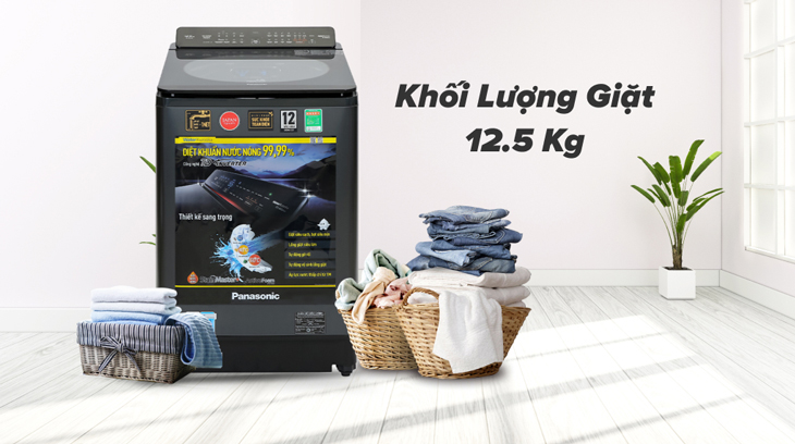 Máy giặt ​Panasonic Inveter FD125V1BV có khối lượng giặt 12.5kg, phù hợp cho gia đình trên 7 thành viên 