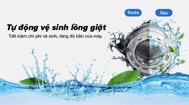 Nâng cao tuổi thọ máy nhờ tính năng tự vệ sinh lồng giặt lồng giặt