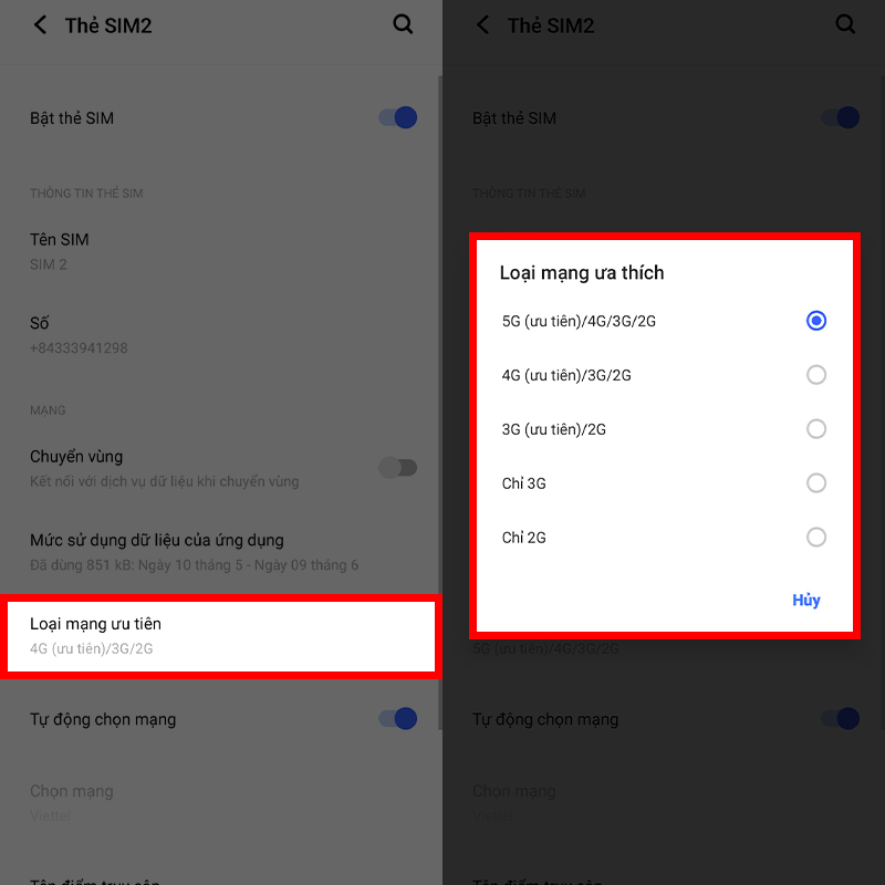 Bật 5G Vivi V21 5G 