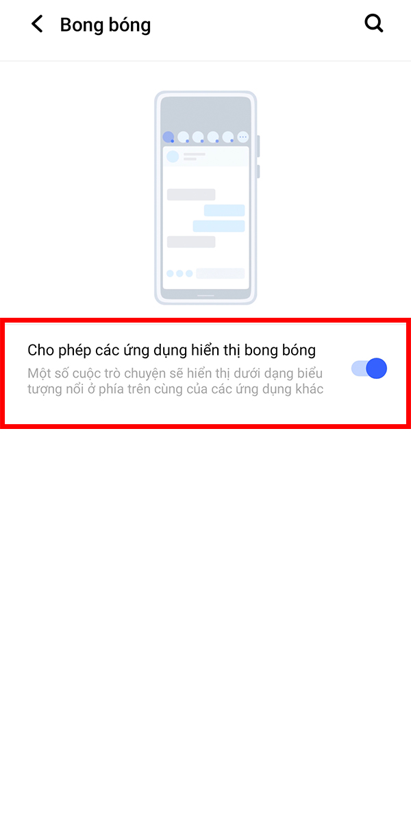 Bật bong bóng thông báo