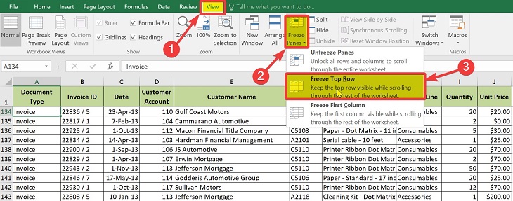 Cách cố định cột, dòng trong Excel chi tiết từng bước