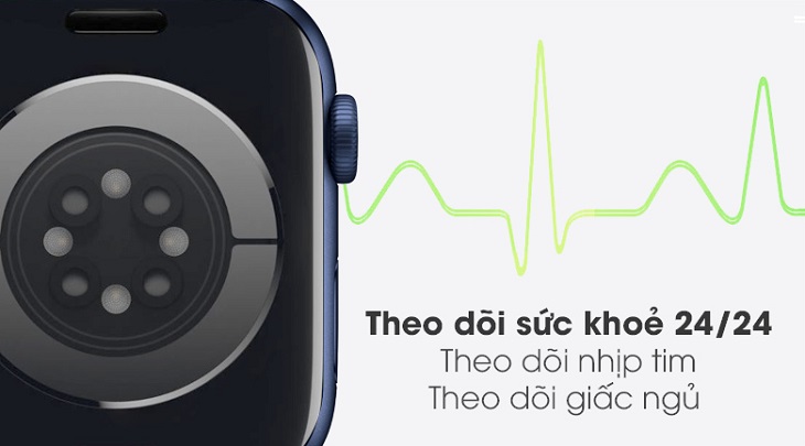 Apple Watch S6 44mm viền nhôm dây cao su xanh