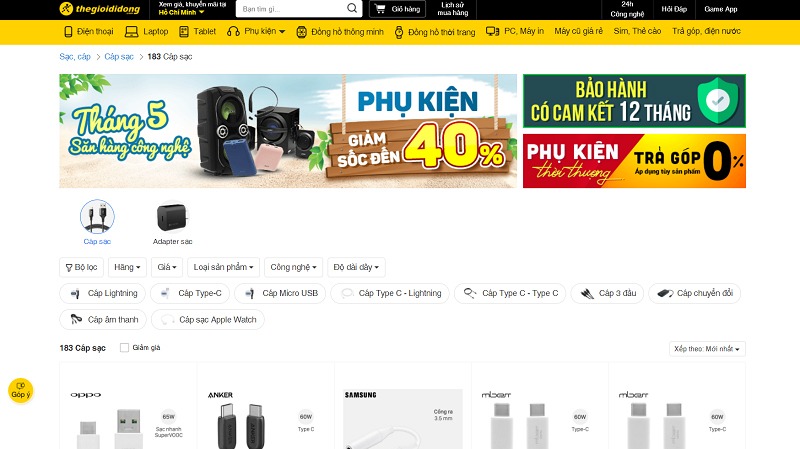 Mua ngay cáp sạc chính hãng tại Trung Tâm Bảo Hành