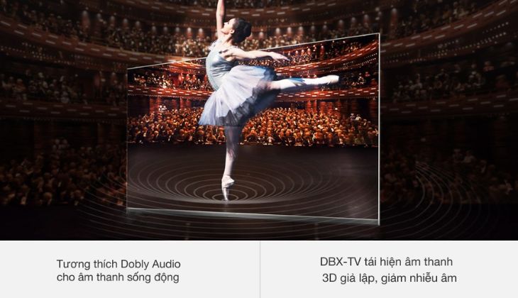 Android Tivi AQUA 4K 55 inch LE55AQTS6UG được trang bị công nghệ âm thanh 3D sống động kết hợp giữa Dolby Audio và DBX-TV