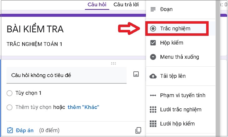 Cách tạo bài kiểm tra trắc nghiệm online trên Google Forms chi tiết