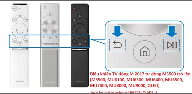 Kiểm tra nút điều khiển remote tivi dòng M năm 2017 từ M5500 trở lên