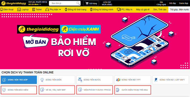 Các dịch vụ mới tại Thế Giới Di Động, tiện lợi với thanh toán online an toàn mùa dịch