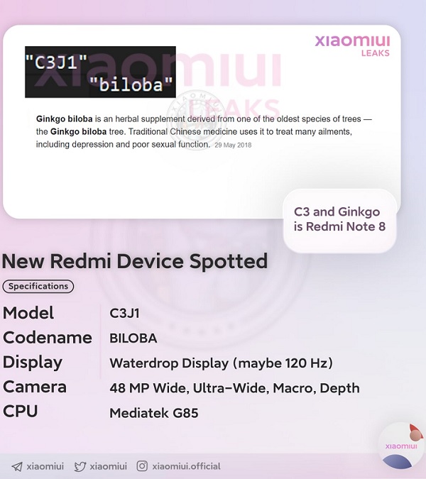 Thông số kỹ thuật Xiaomi Redmi Note 8 (2021)