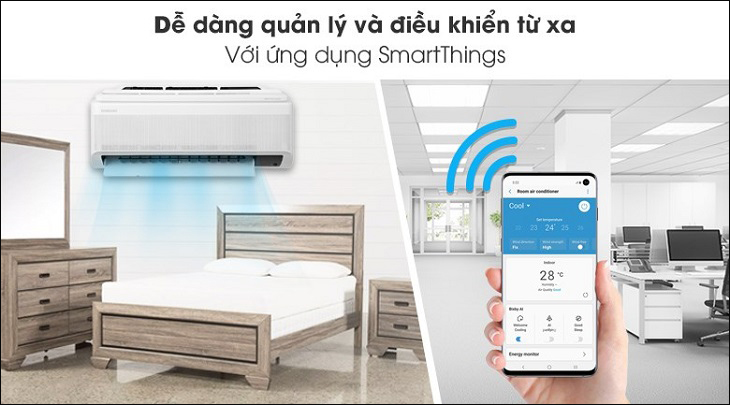 Các tính năng thông minh trên dòng Máy lạnh Samsung Wind-Free > Máy lạnh Samsung Wind-Free Inverter 1 HP AR10TYAACWKNSV