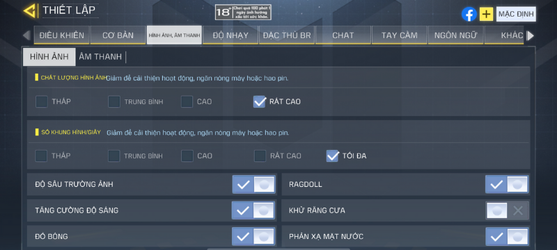 Thiết lập đồ họa trong Call of Duty mà iPhone 12 của mình có thể tùy chỉnh được.