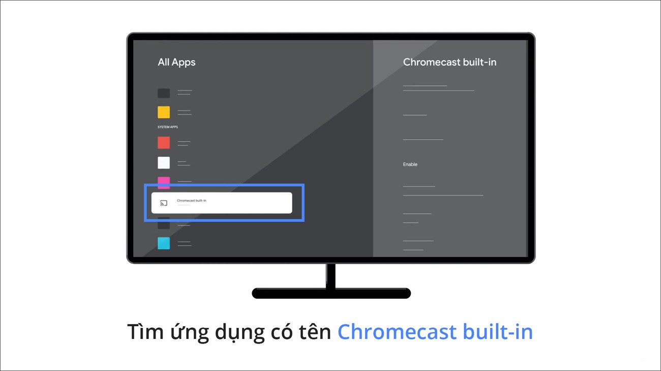 Tìm ứng dụng có tên Chromecast built-in