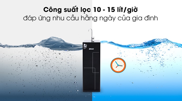 9 lý do nên mua máy lọc nước Dmax cho gia đình của bạn > Máy lọc nước RO DMAX LTN002 10 lõi sở hữu công suất lọc lớn từ 10 - 15 lit/giờ, đáp ứng nhu cầu sử dụng cao