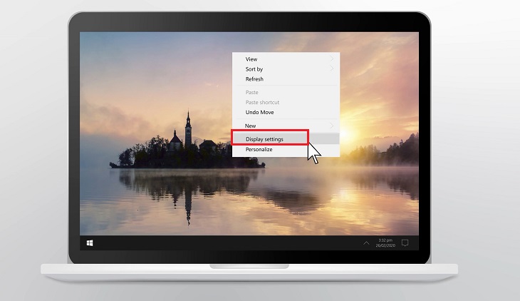Nhấp chuột phải trên màn hình Desktop