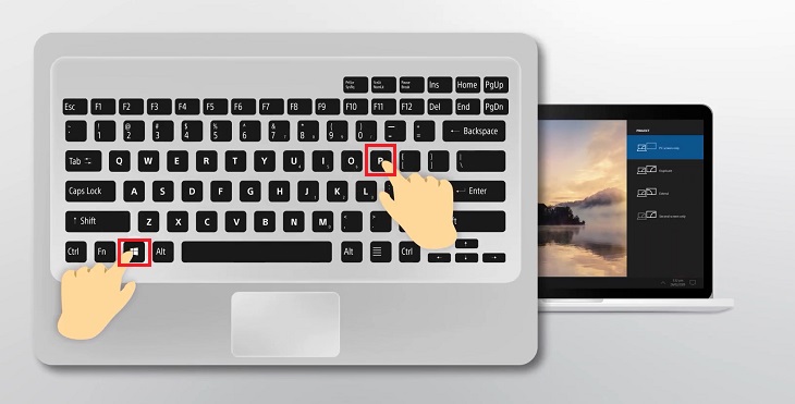 Nhấn và giữ cả 2 phím Windows và phím P trên bàn phím