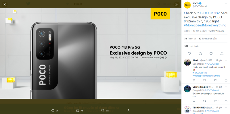 POCO khoe diện mạo chính thức của POCO M3 Pro, nhìn thật cá tính với cụm camera và logo lớn chung dãy phía sau