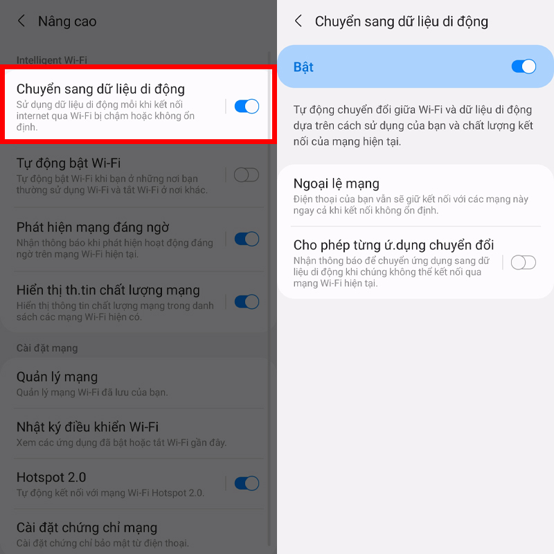 Chuyển đổi thông minh 5G và wifi để tải file có dung lượng cao Chuyển đổi thông minh 5G và wifi để tải file có dung lượng cao