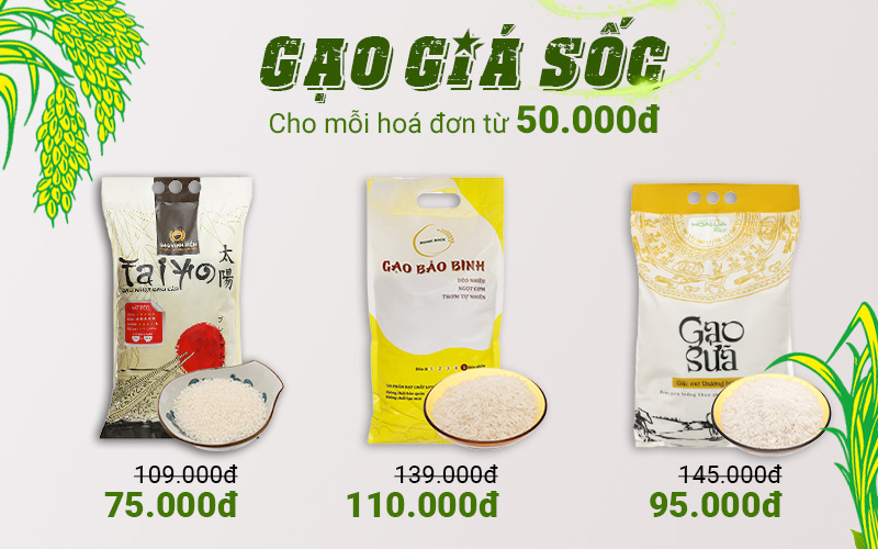 Hoá đơn 50,000đ được mua kèm gạo giá cực sốc