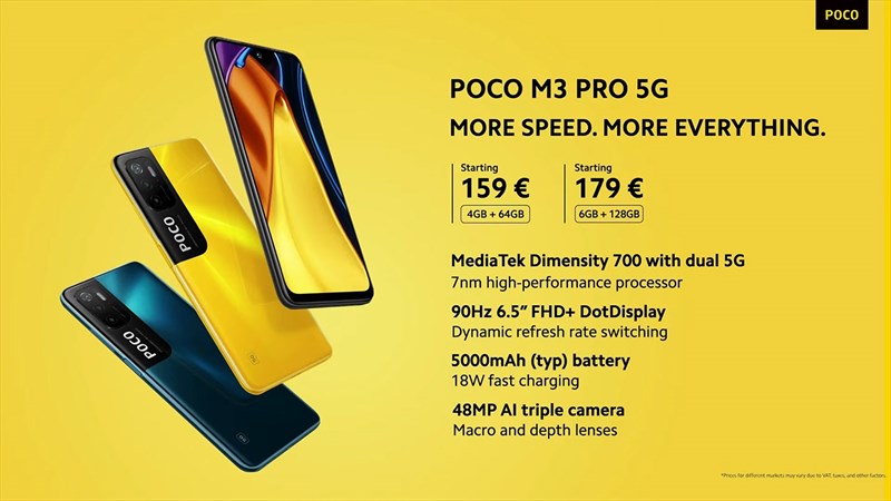 Giá bán của POCO M3 Pro 5G