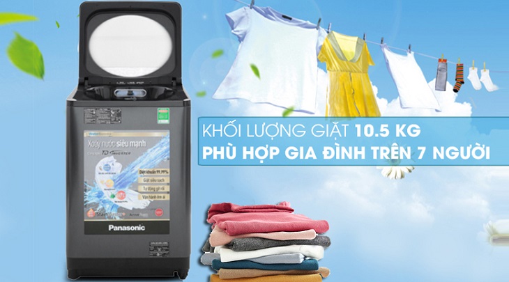 Khối lượng giặt của Panasonic có khối lượng giặt đến 10.5kg