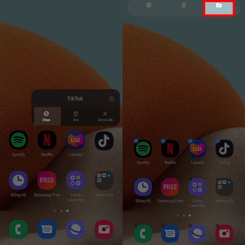 Gom nhanh ứng dụng vào chung thư mục Gom nhanh ứng dụng vào chung thư mục