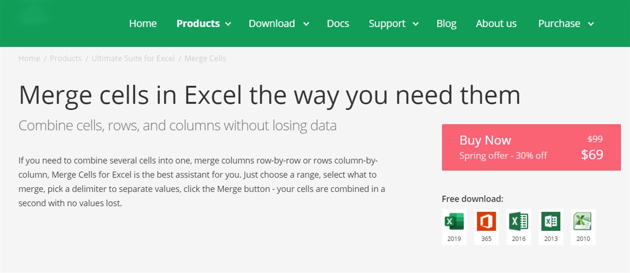 Công cụ bổ trợ Merge Cells for Excel