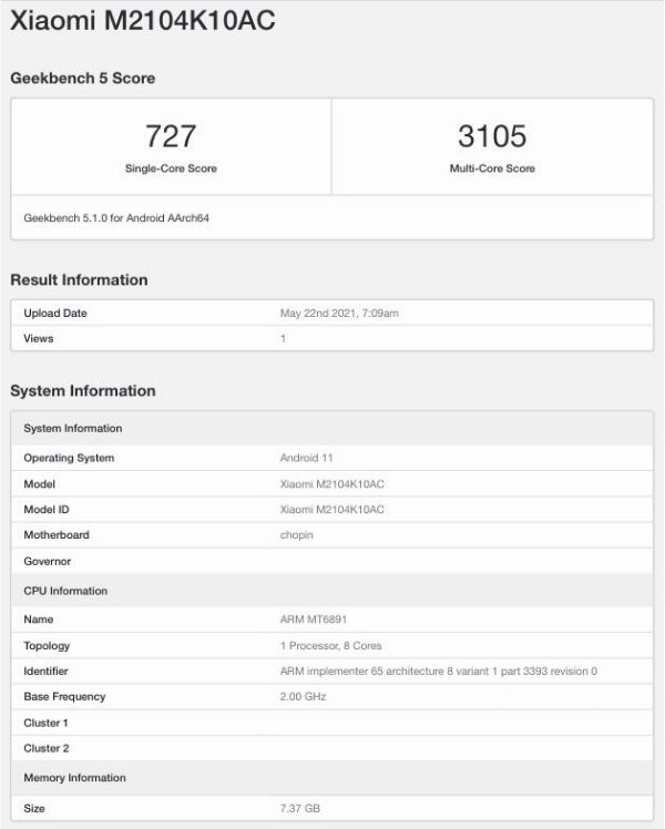 Redmi K40 Luxury Light Edition xuất hiện trên Geekbench