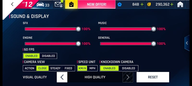 Thiết lập đồ họa trong Asphalt 9 mà Galaxy S21 Ultra 5G có thể chỉnh được. Thiết lập đồ họa trong Asphalt 9 mà Galaxy S21 Ultra 5G có thể chỉnh được.