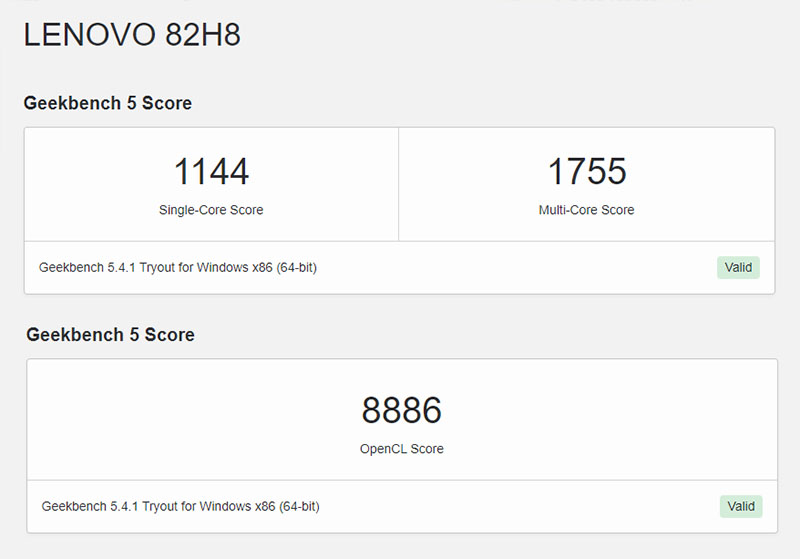Đo CPU và hiệu năng của Lenovo IdeaPad 3 bằng Geekbench 5