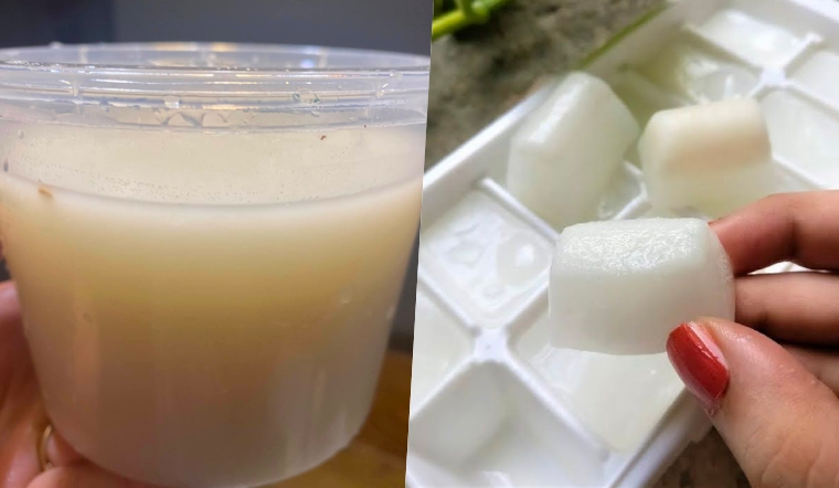 Bà nội trợ chỉ cách làm đá lạnh dưỡng da trắng nõn nà bằng nước vo gạo