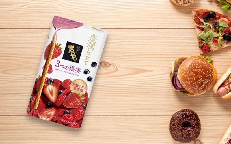 Bánh que vị 3 loại quả Lotte Toppo