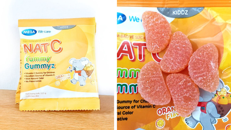 Kẹo dẻo Gôm Mega Natc Yummy Gummyz vị C tự nhiên