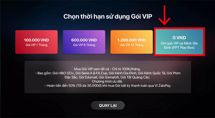 Hướng dẫn kích hoạt gói khuyến mãi 0 đồng từ FPT Play Box+ 2020 - Bước 3