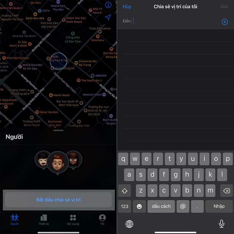 vị trí của bạn bè